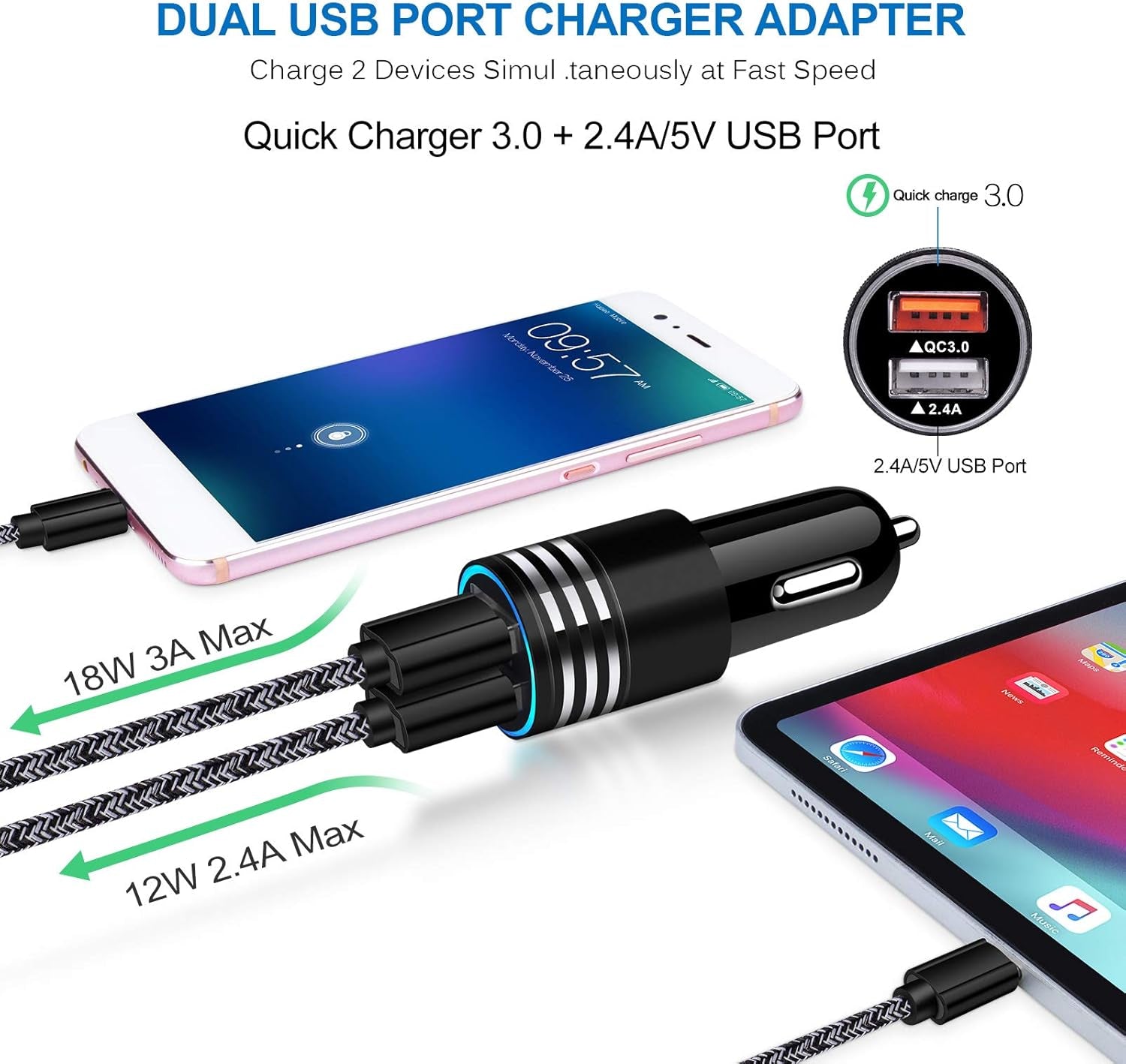Type C Charger Fast Charger for Samsung Galaxy S26 S25 S24 S23 S22 S21 Z Flip7 Z Fold7 A17 A56 A36 A26 A16 A55 A35 A25 A15 A54 A14 A53 A13,Quick Charge 3.0 Car Charger Wall Adapter+3Ft 6FT USB C Cable