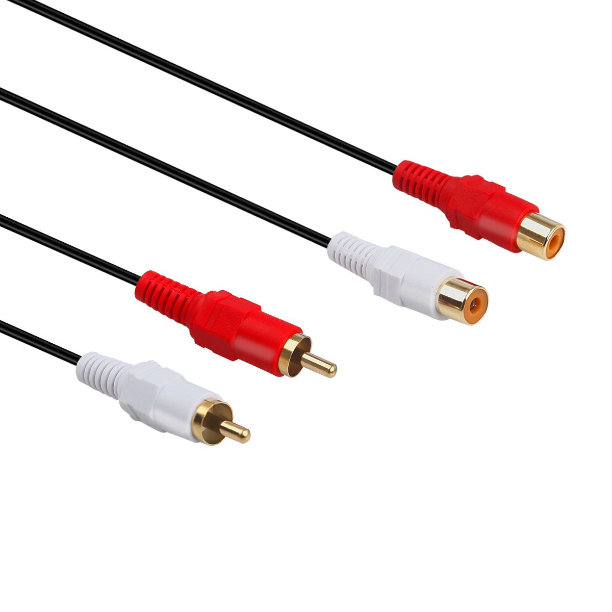 GHWL 2 RCA Extension Cable,Gold Plated 2 RCA Male to Female Stereo Audio Extension Cable (50Ft)